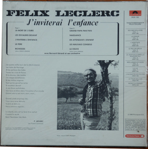 Félix Leclerc / Vol.8 - J'Inviterai L'Enfance - LP USED