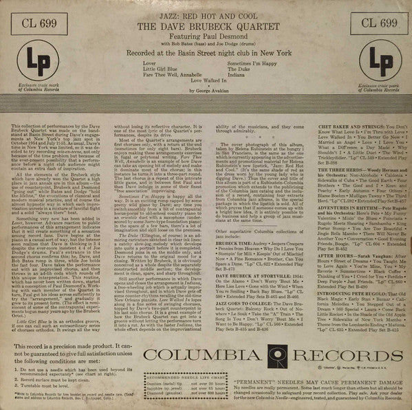The Dave Brubeck Quartet / Jazz: Red Hot And Cool - LP (Occasion)