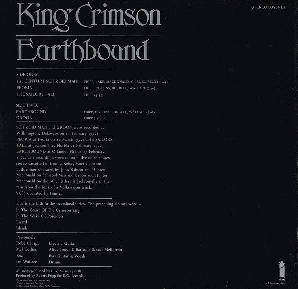 King Crimson / Earthbound - LP Used