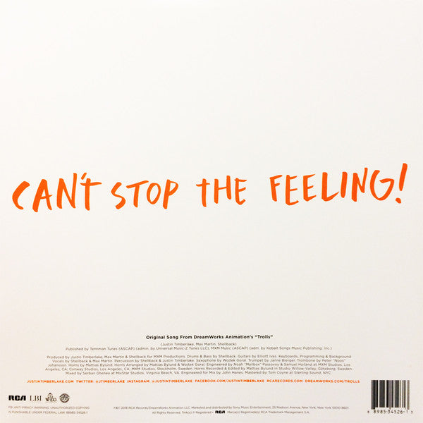 Justin Timberlaje / Can't Stop The Feeling! - LP 12'' orange