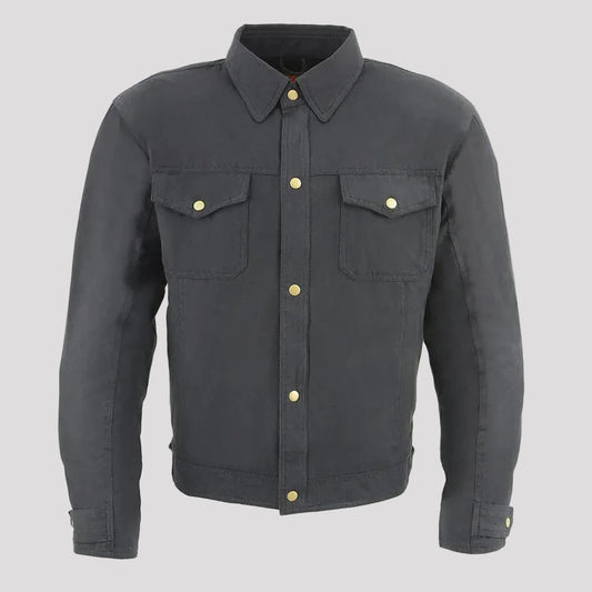 Milwaukee Leather Men's Black Armored Biker Shirt with Reinforced Fibers