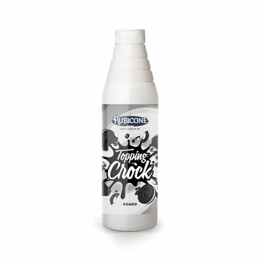 Garniture au Chocolat Biscuits et Crème avec Morceaux - Bouteille Squeeze 1 KG - Garniture Romeo (Oreo) Crock - Rubicone Canada - Livraison Gratuite au Canada pour les Commandes de Plus de 199 CAD