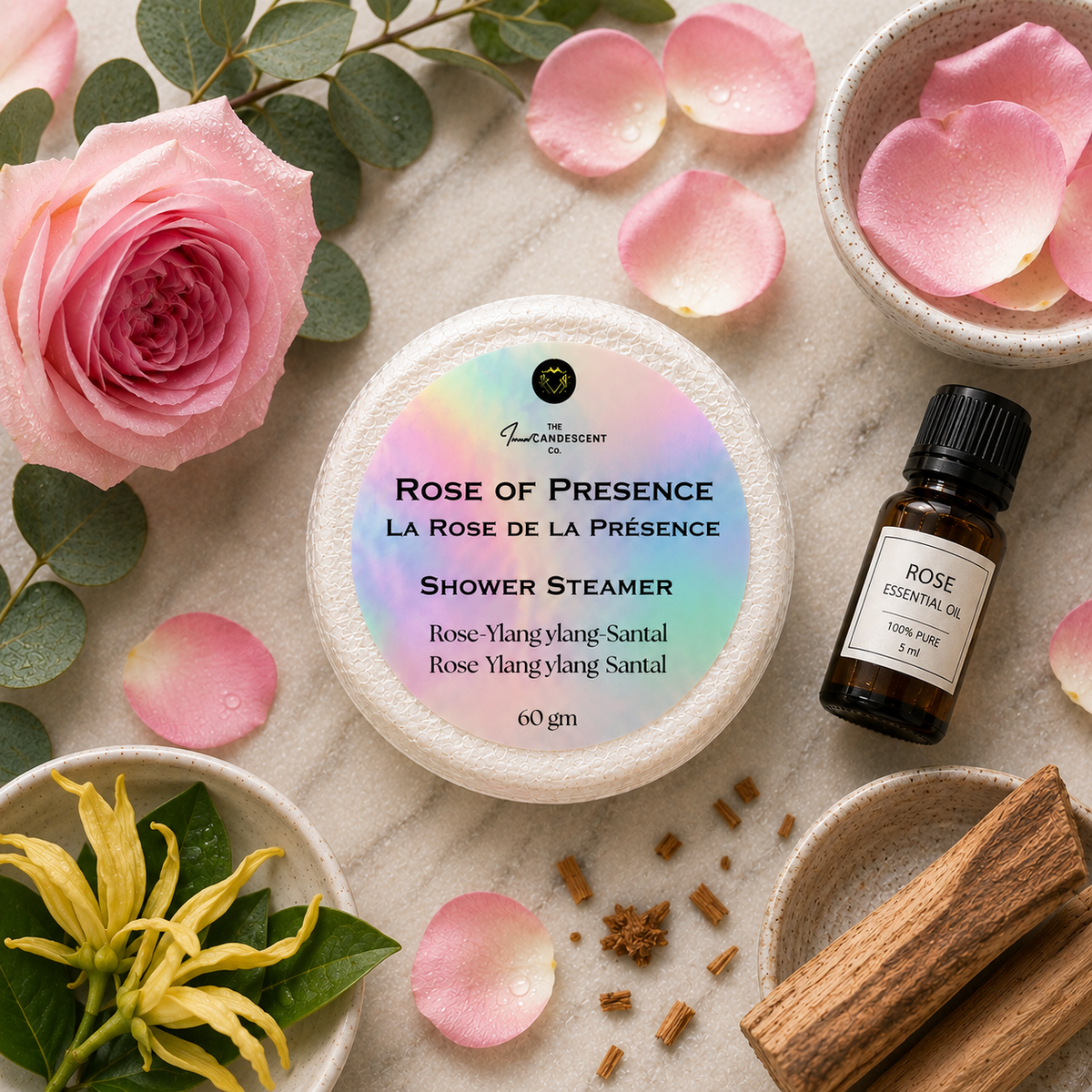Pastille de douche aromathérapie Rose of Presence – Rose et géranium