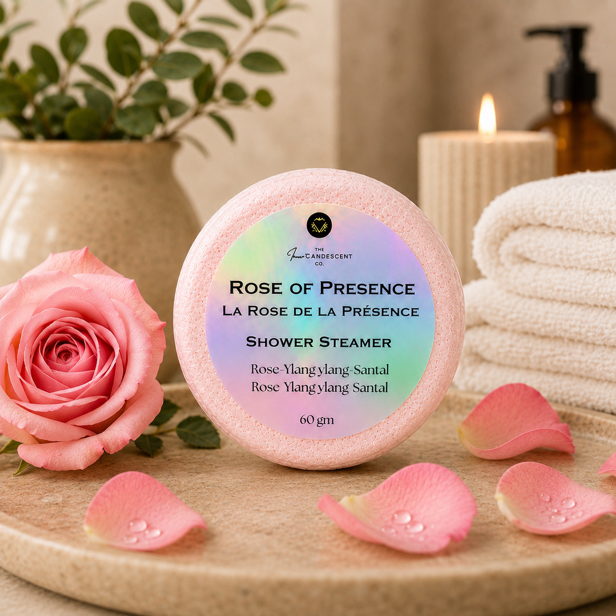 Pastille de douche aromathérapie Rose of Presence – Rose et géranium