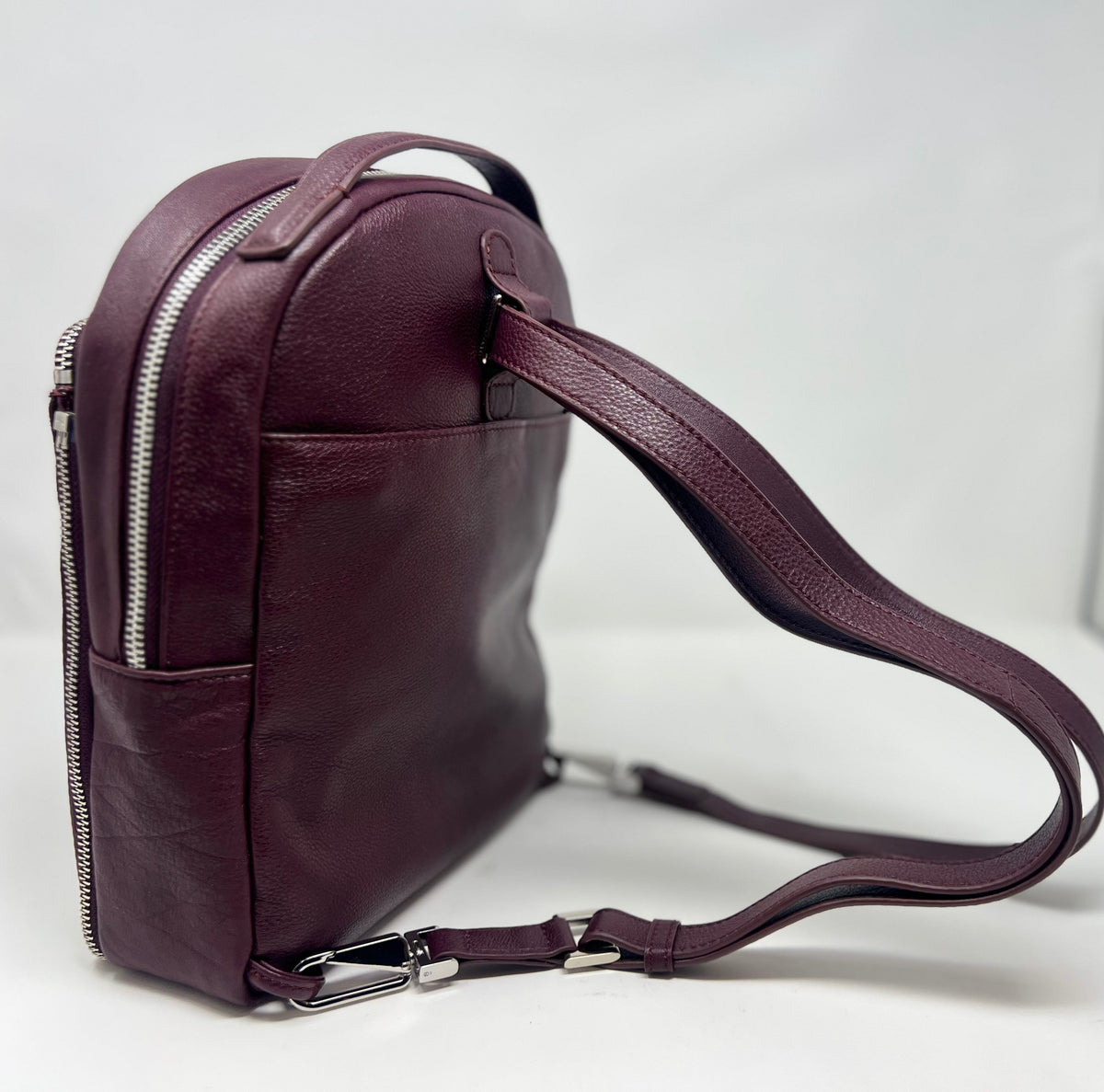 Sac à dos en Cuir Aubergine, Alice