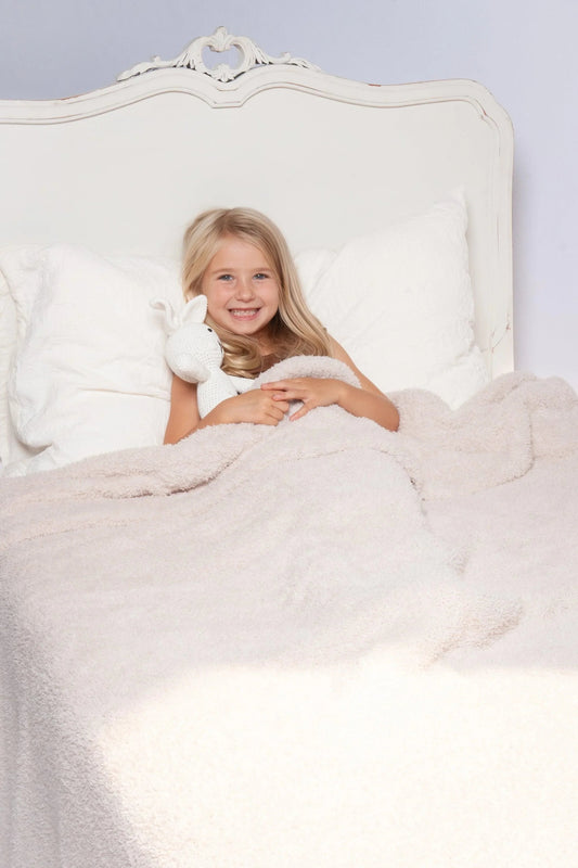 Couverture Douce en Double Épaisseur, Beige Rosé, Lit Jumeau