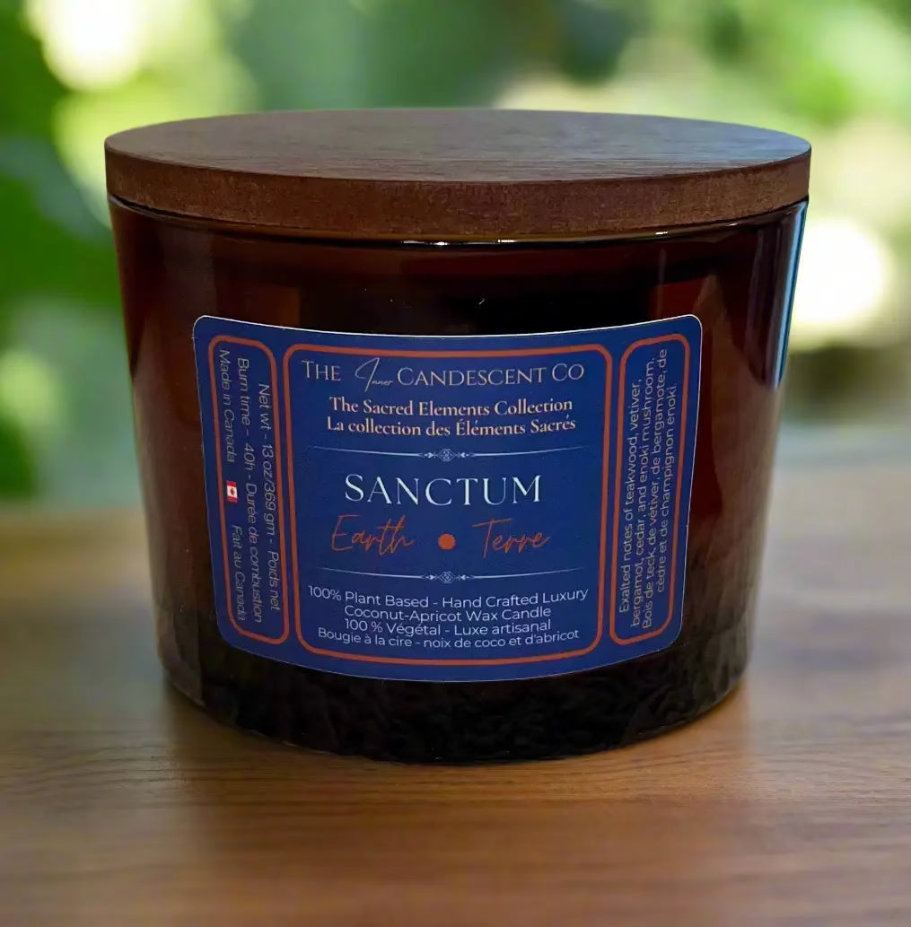 Bougie Sanctum – Terreuse, cire de coco et d’abricot | Élément Terre