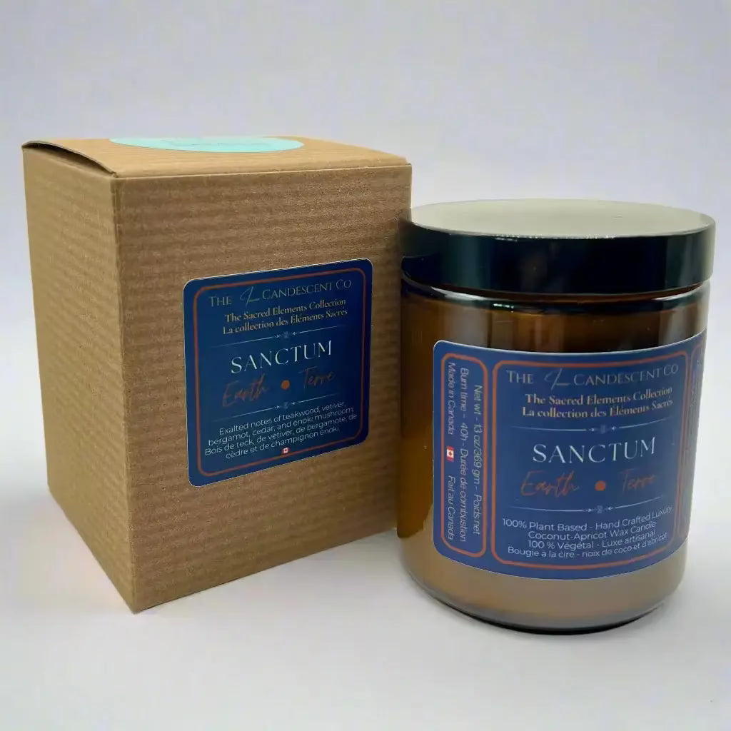 Bougie Sanctum – Terreuse, cire de coco et d’abricot | Élément Terre