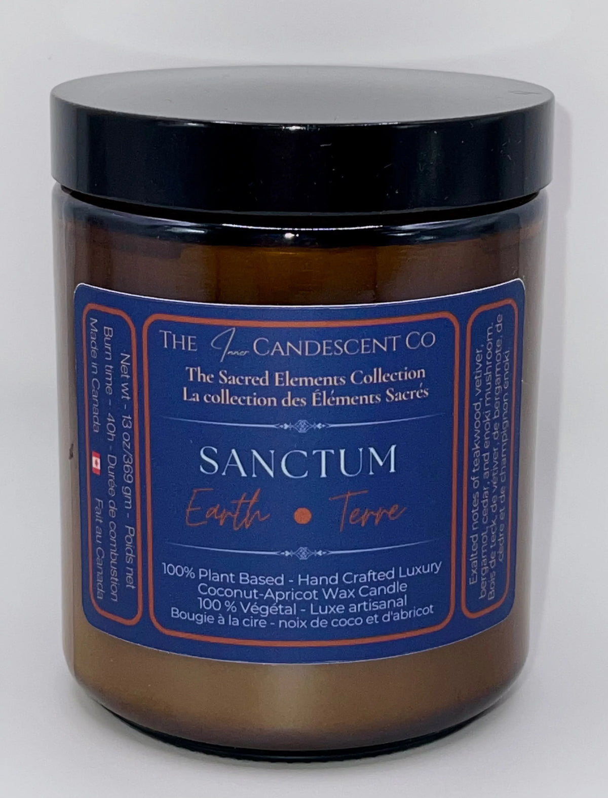 Bougie Sanctum – Terreuse, cire de coco et d’abricot | Élément Terre