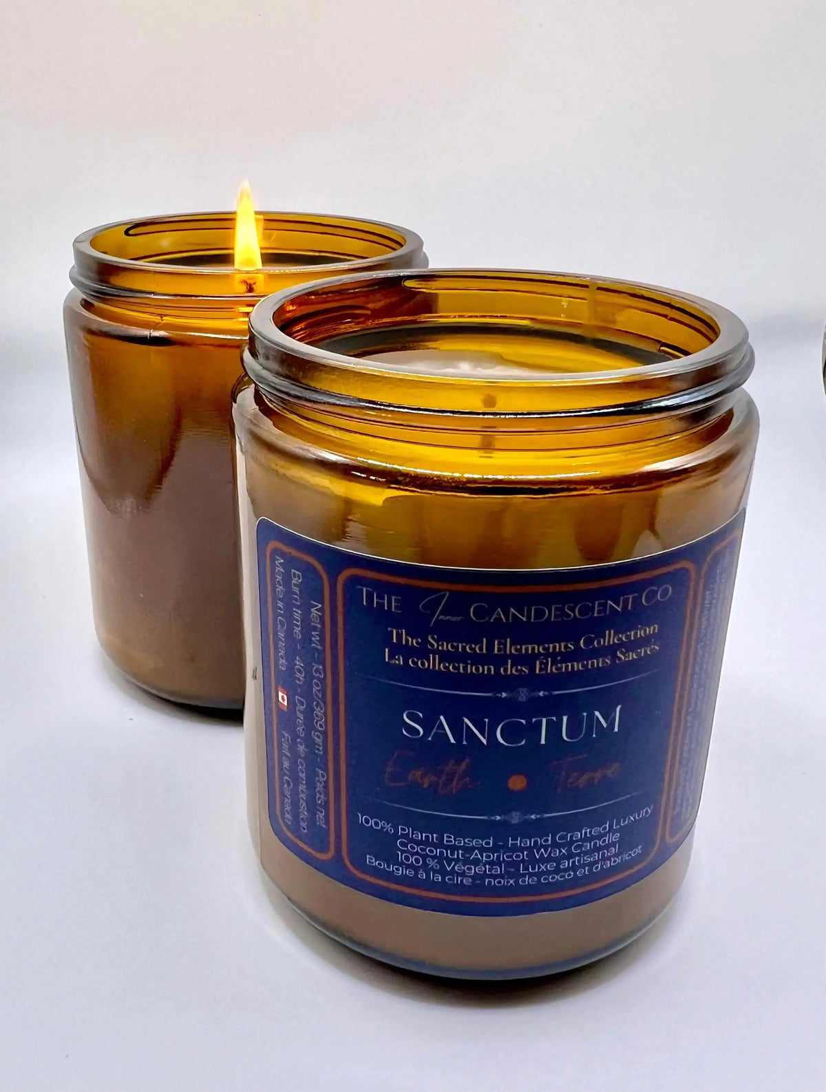 Bougie Sanctum – Terreuse, cire de coco et d’abricot | Élément Terre