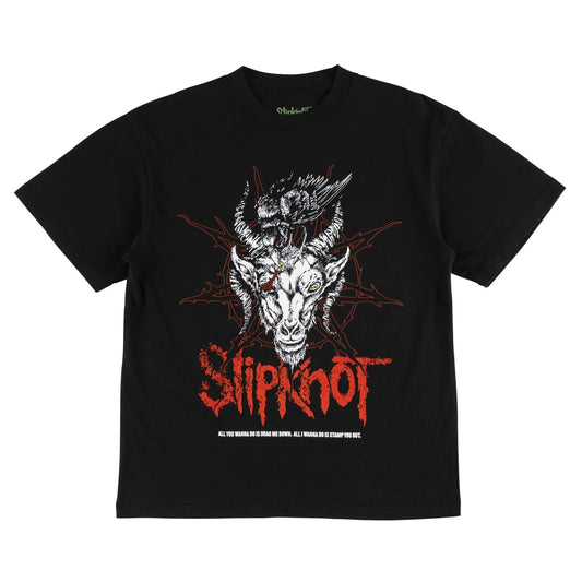 Welcome x Slipknot 'Spit It Out' Boxy Garment Dyed Tee - Black