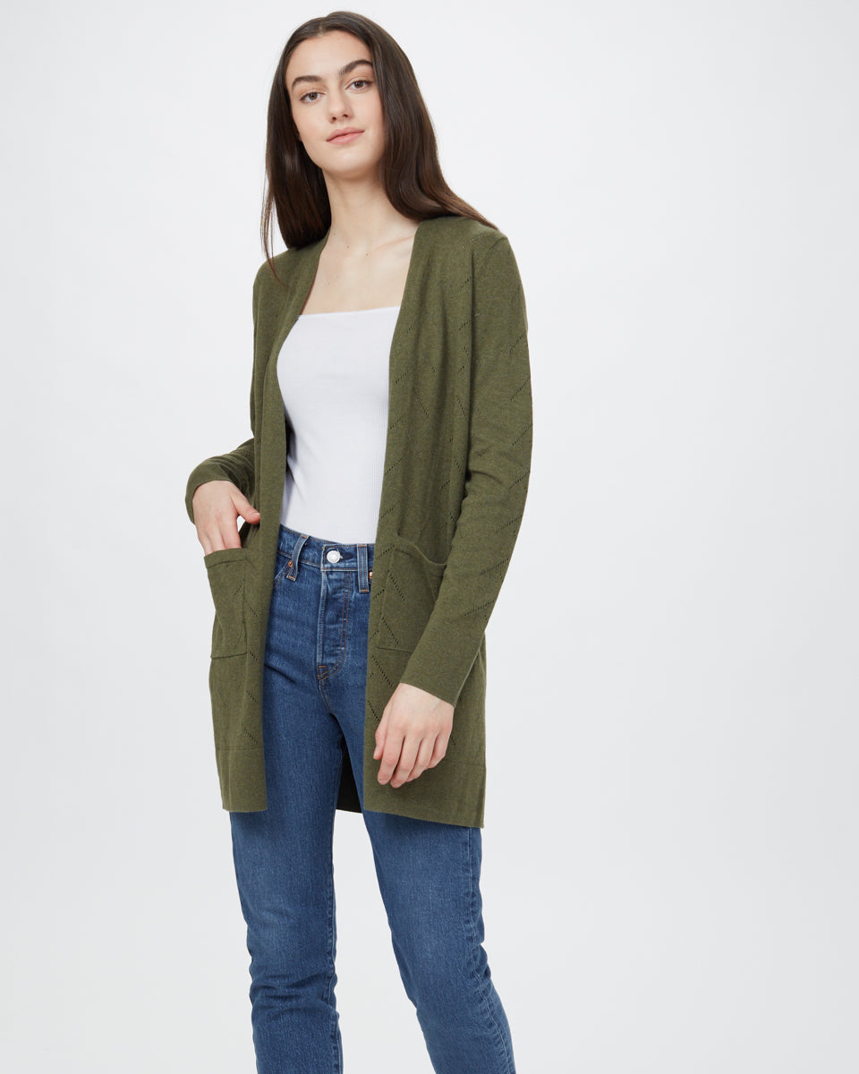 Highline Cotton Sage Tree Stitch Cardigan
