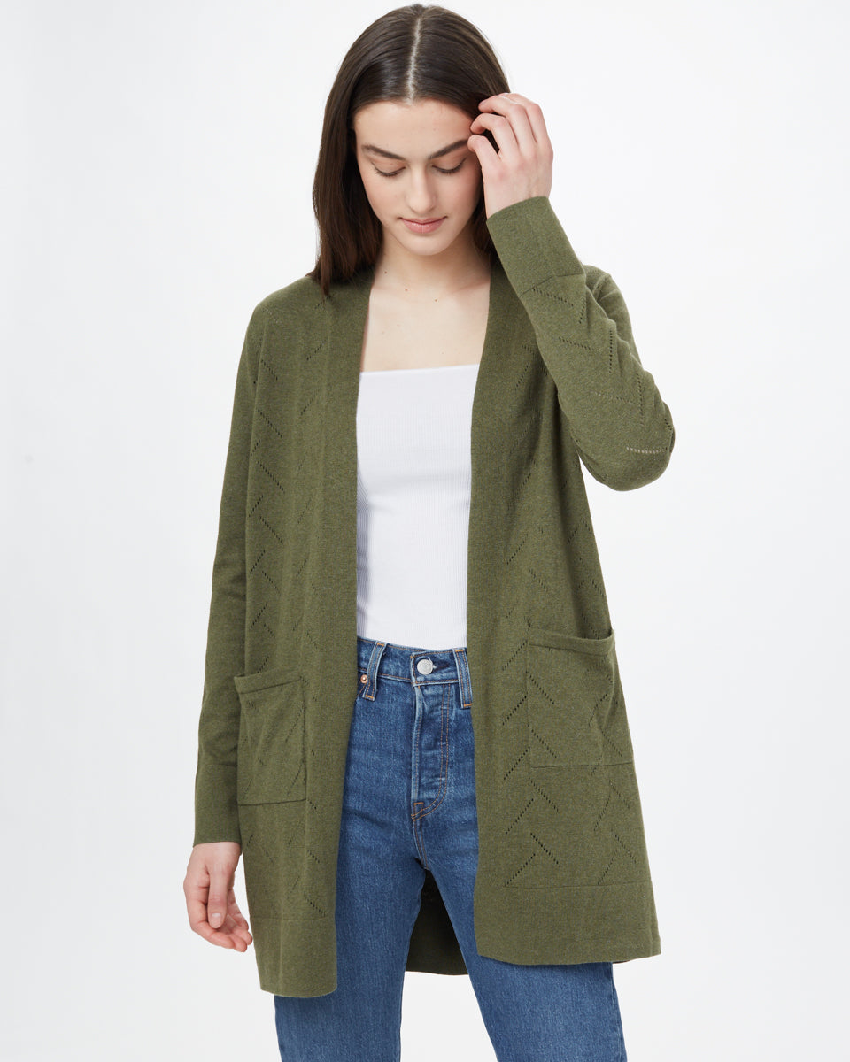Highline Cotton Sage Tree Stitch Cardigan