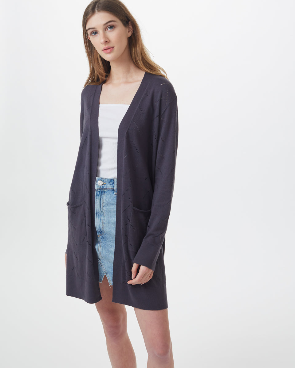 Highline Cotton Sage Tree Stitch Cardigan