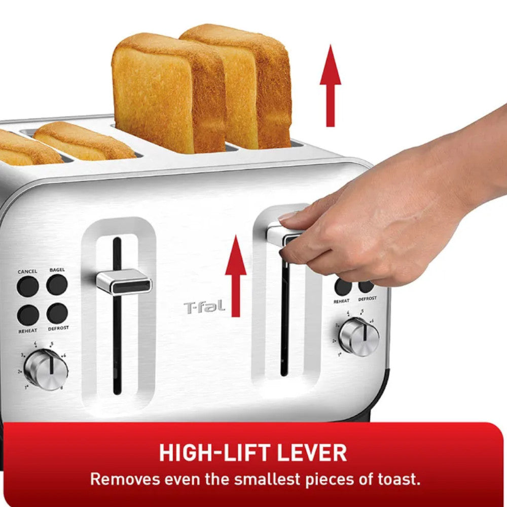 T-FAL TF684D50 Element Stainless Steel 4 Slice Toaster