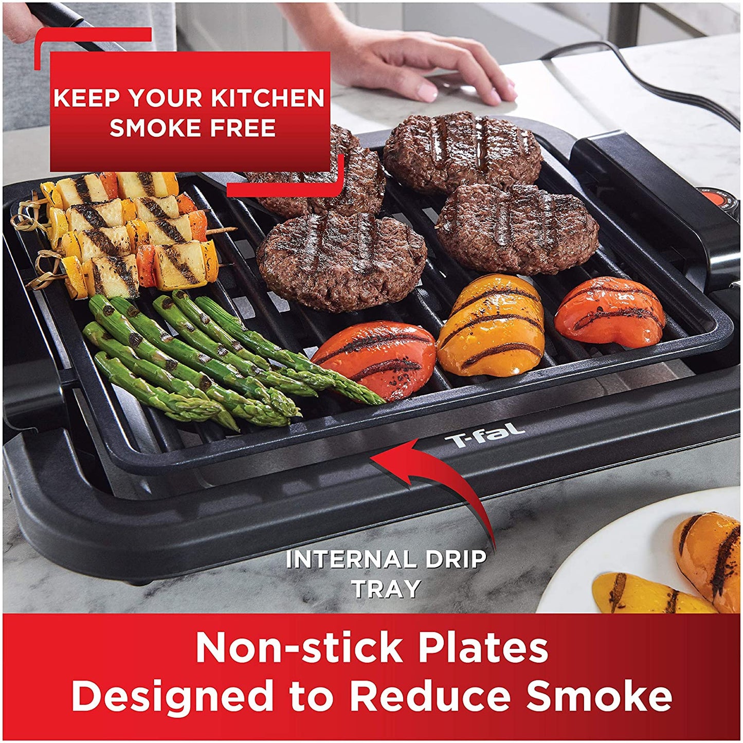 T-FAL Smokeless Indoor Non Stick Grill - Blemished package with full warranty - TG403D52