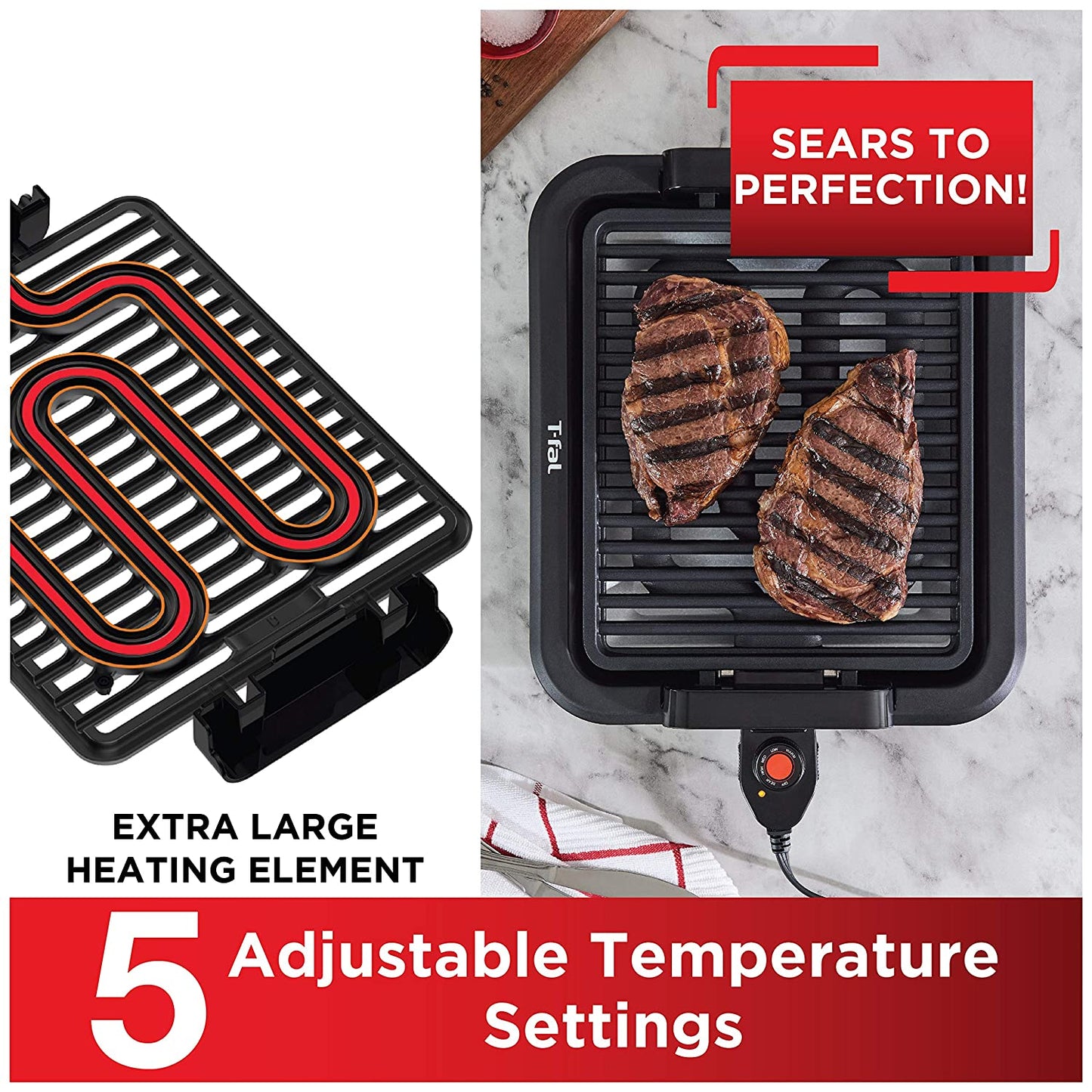 T-FAL Smokeless Indoor Non Stick Grill - Blemished package with full warranty - TG403D52