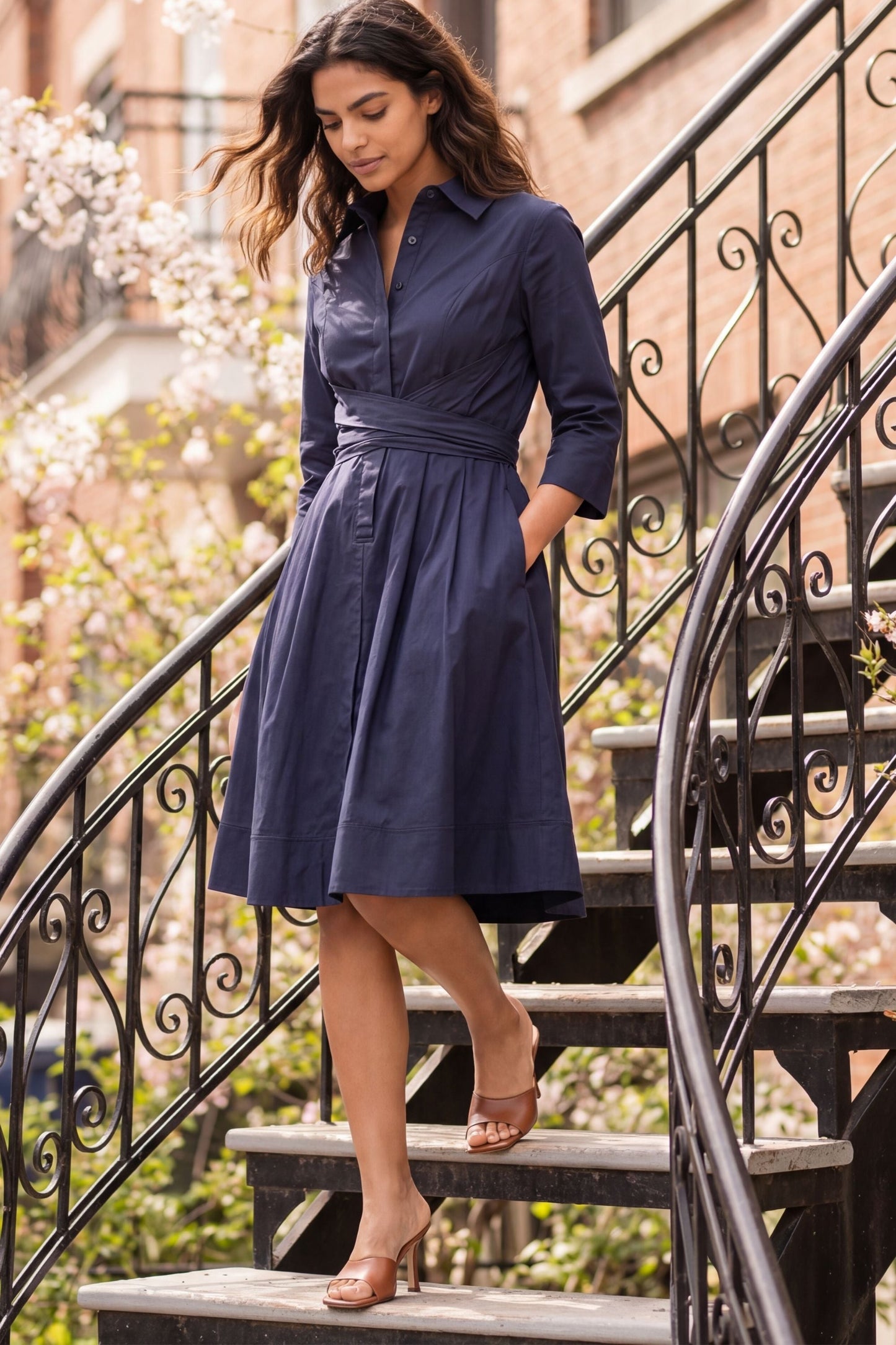 Tessa Twist Front Shirt Dress Fit & Flare