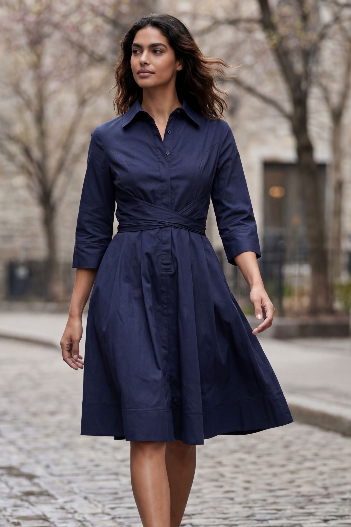 Tessa Twist Front Shirt Dress Fit & Flare