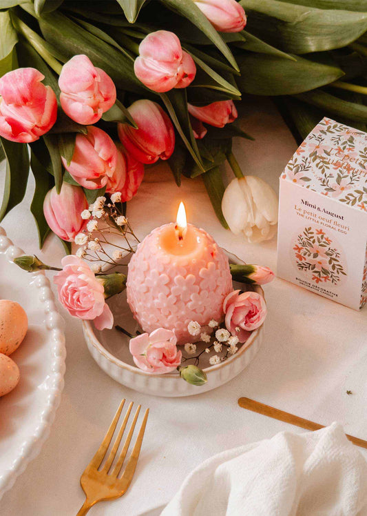 Le petit œuf fleuri - Bougie décorative