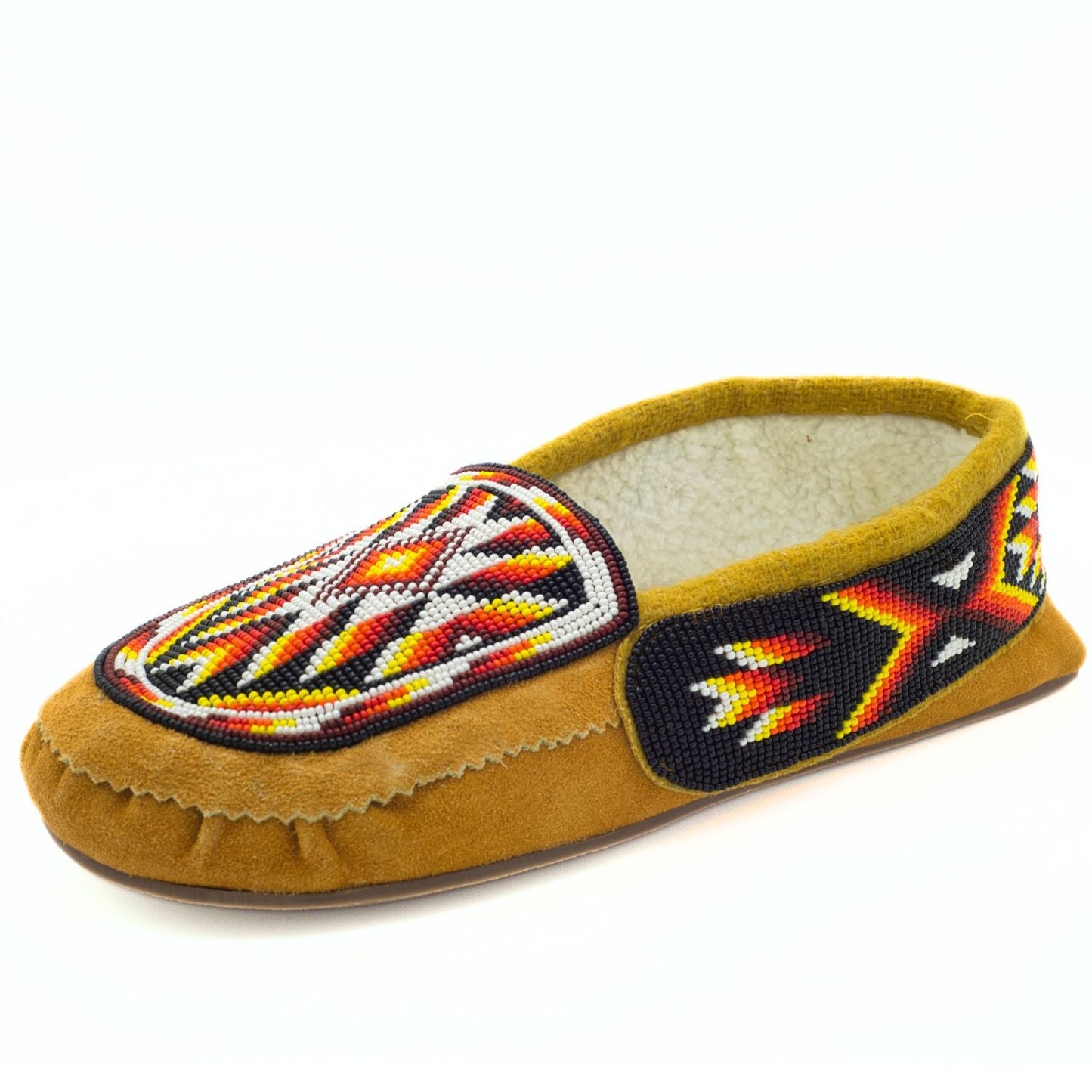 Thunderbird Beaded Cow Suede Moccasins – Fleece Lined