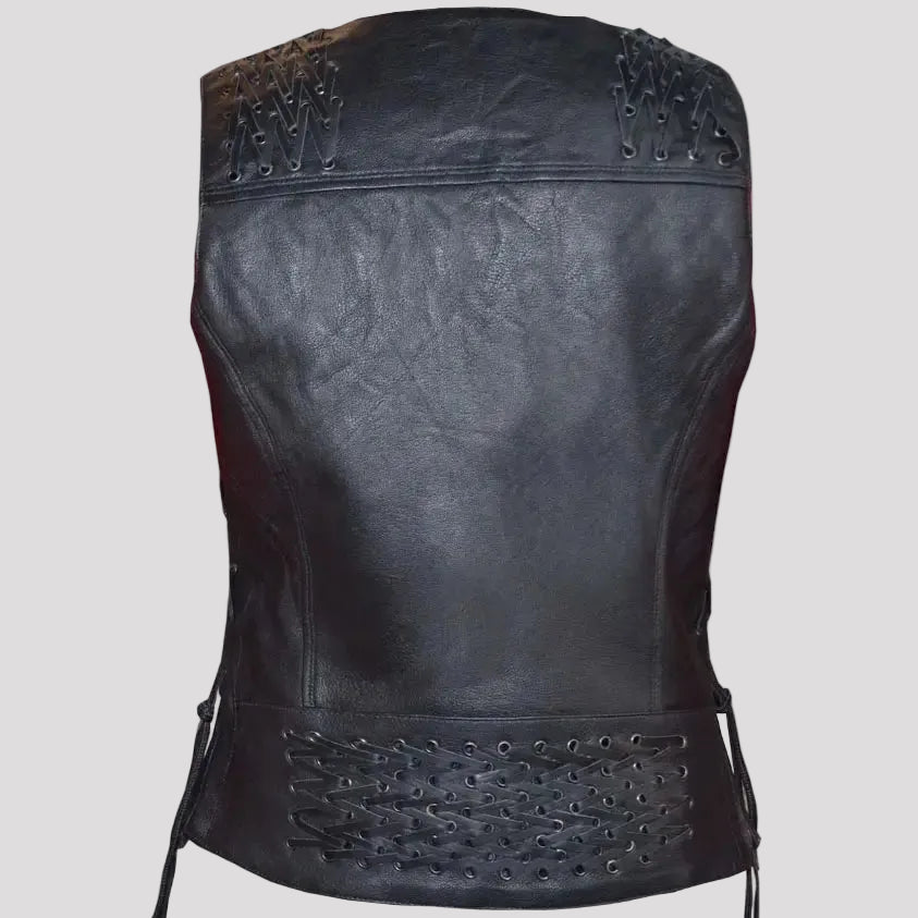 Unik International Women's Eyelet Laced 2 Pocket Vest