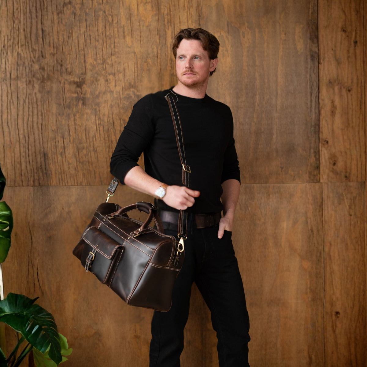 The Voyager Duffle - Brown Full-Grain Distressed Leather Duffle Bag