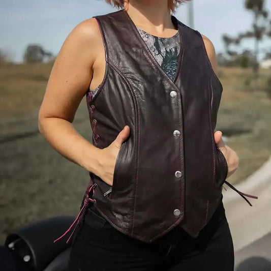 Open Road Women's Lace Side Leather Vest