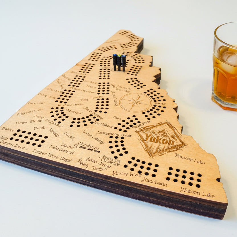 Yukon Map Shaped Cribbage Board