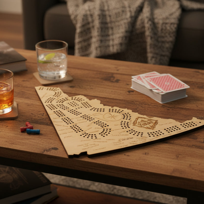 Yukon Map Shaped Cribbage Board