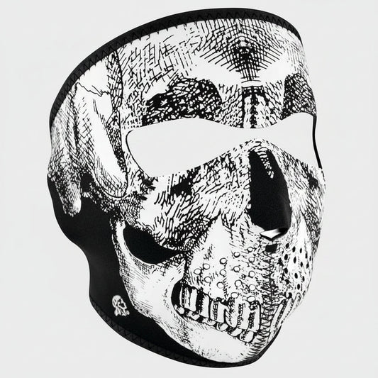 ZANheadgear Full Mask Neoprene Black & White Skull Face