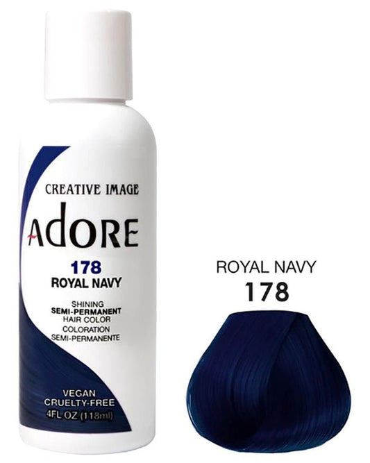 COLORATION CAPILLAIRE SEMI-PERMANENTE ADORE - 178 BLEU MARINE 4OZ