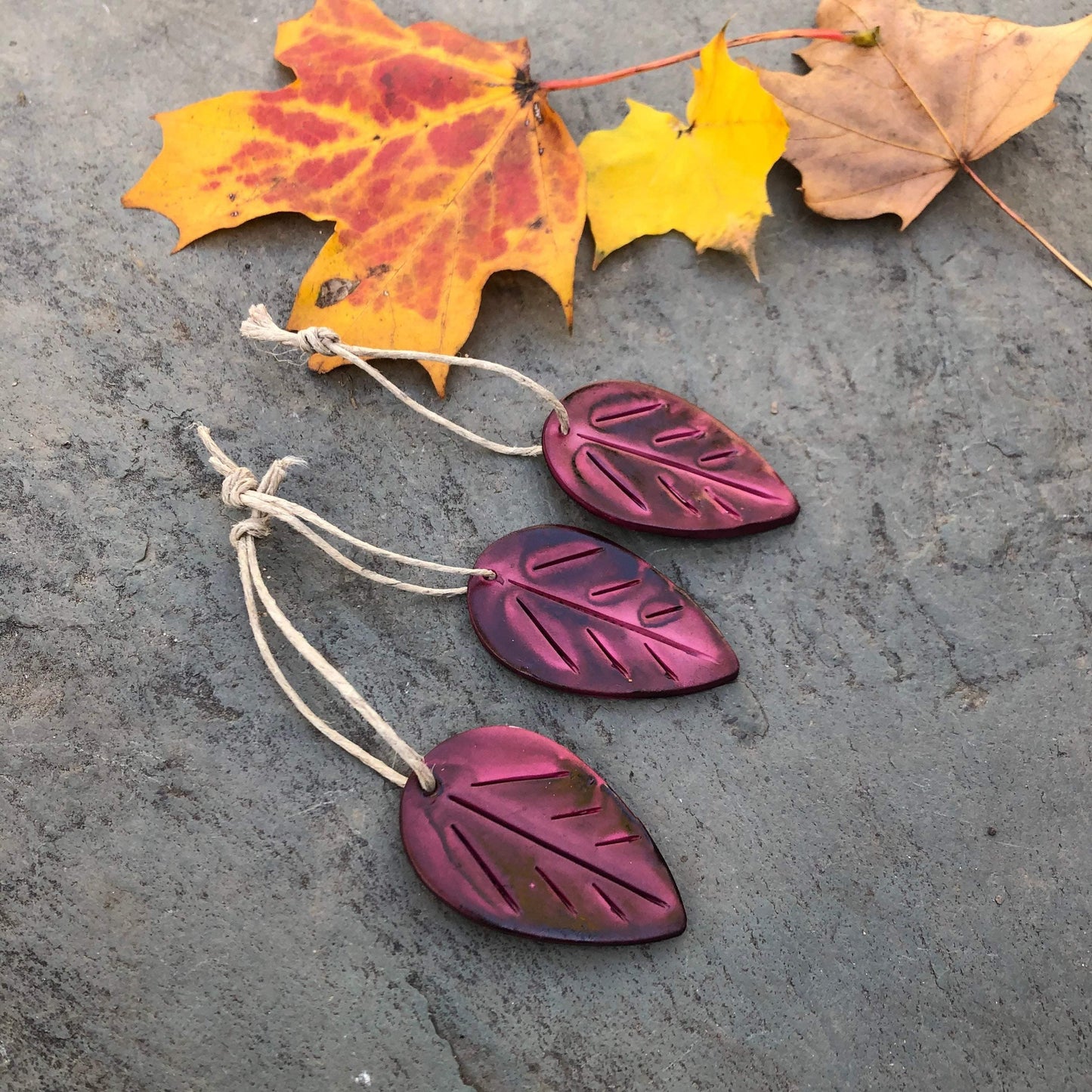 Autumn Leaf Ornaments, Rustic Fall Décor or Christmas Tree Decoration
