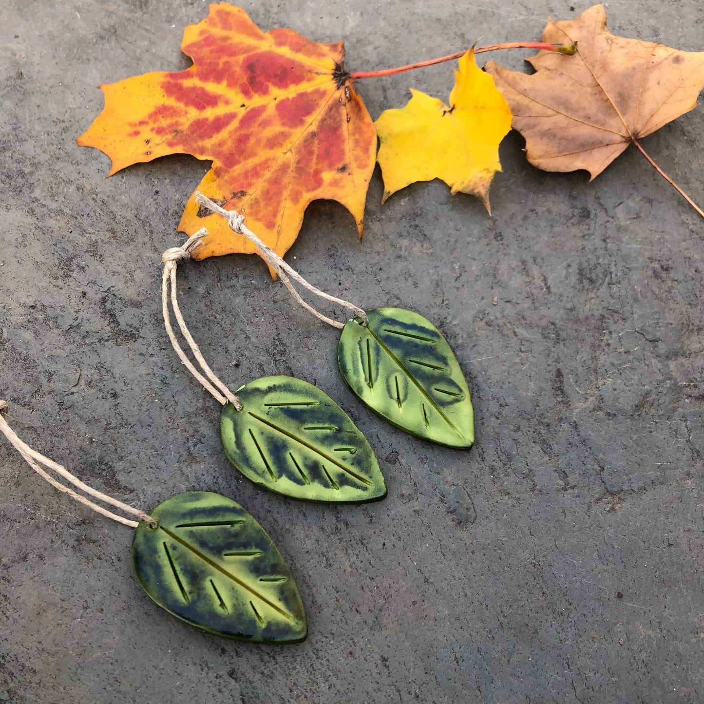 Autumn Leaf Ornaments, Rustic Fall Décor or Christmas Tree Decoration