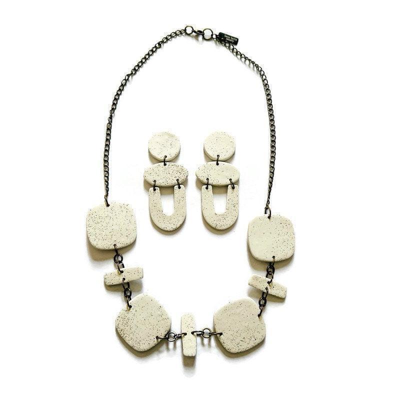 Modern Statement Earrings Handmade from Clay & Sand