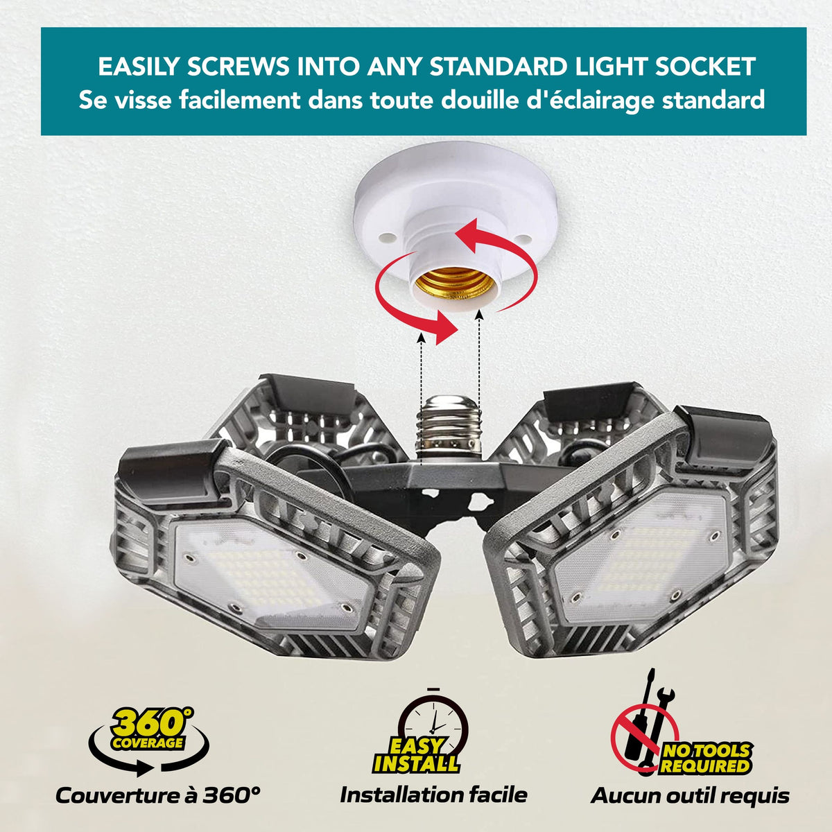 Bell and Howell As Seen On TV QuadBurst Multi-Directional LED Light Front_Elevated