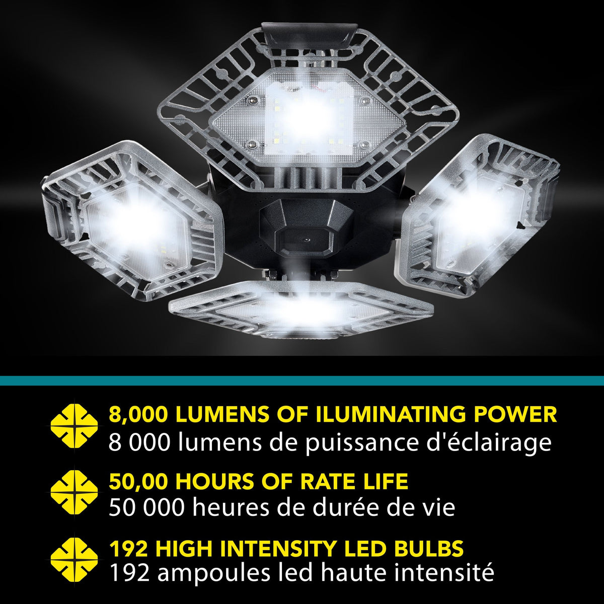 Bell and Howell As Seen On TV QuadBurst Multi-Directional LED Light Overhead_Flat