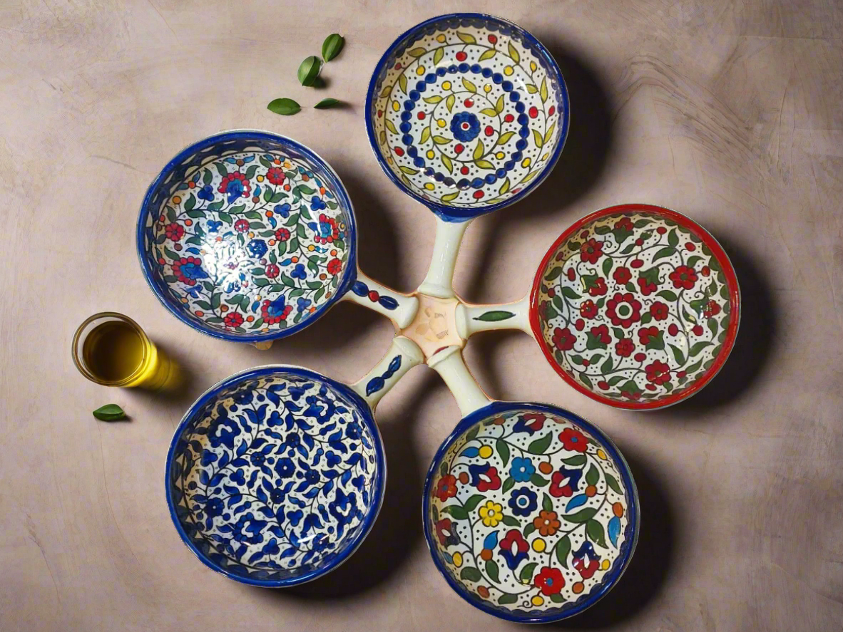 Handmade Ceramic Serving Pan  6 Inch Appetizer & Snack Dish  Floral & Various Designs