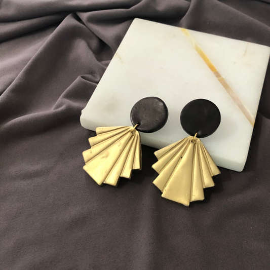 Geometric Fan Statement Earrings, Post or Clip On – "Ruth"
