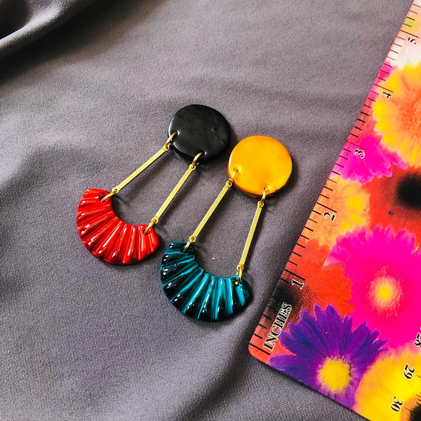 Long Art Deco Statement Earrings, Post or Clip On – "Kia"