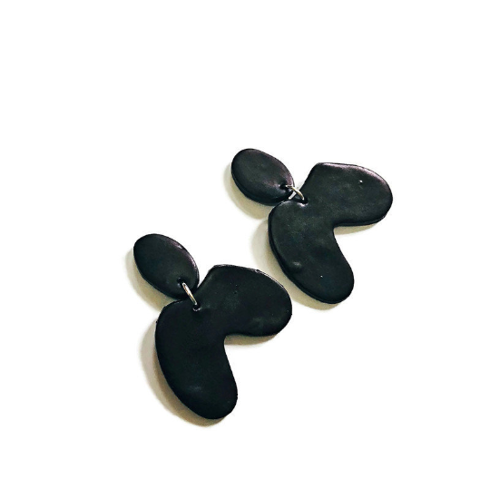 Red Asymmetric Arch Earrings Post or Clip On- "Kate"