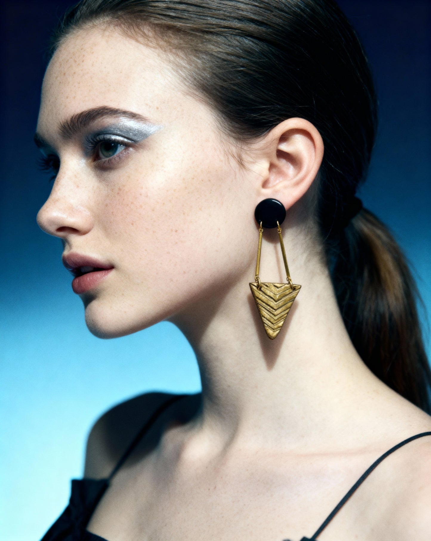 Black & Gold Art Deco Earrings Handmade- "Dupa"