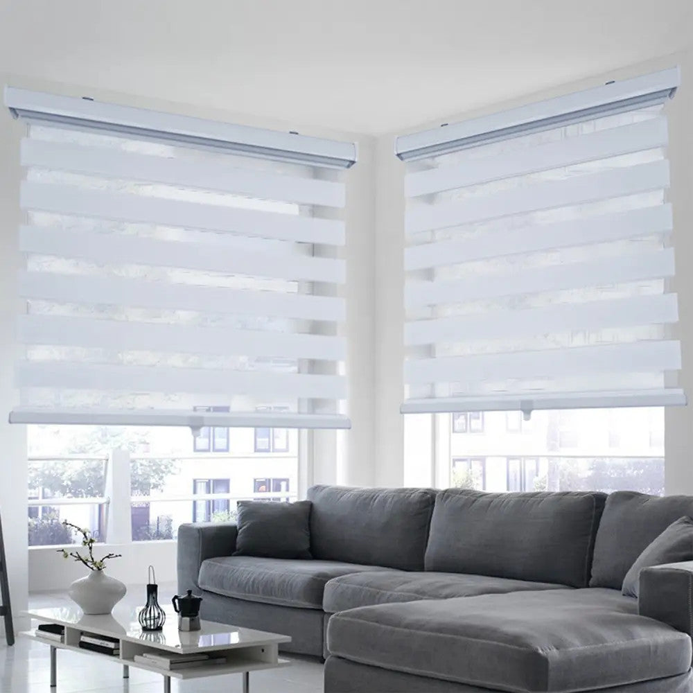 ITY CDNW-1 58 Olivia Stone Cordless Polyester Zebra Day-Night Blind 58"x84" in White
