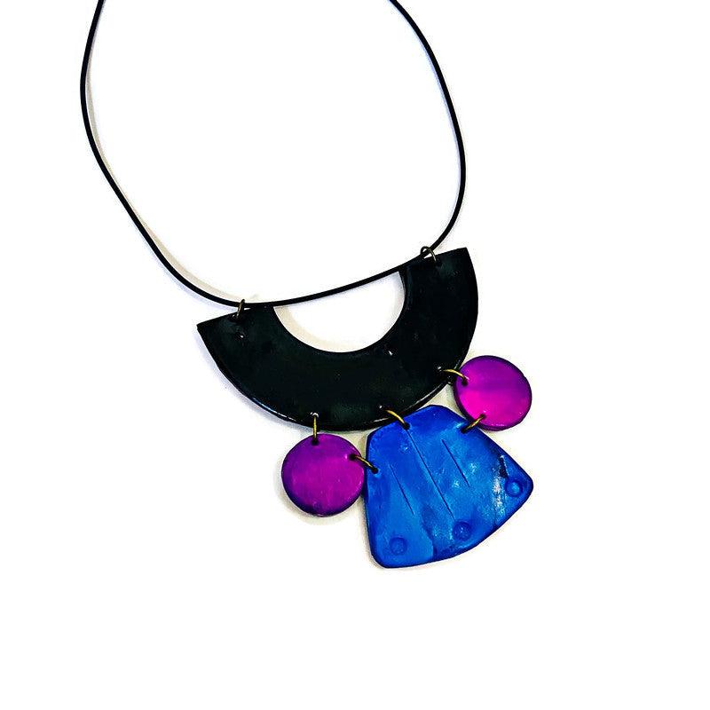 Blue & Purple Statement Earrings Post or Clip Ons - "Janet"