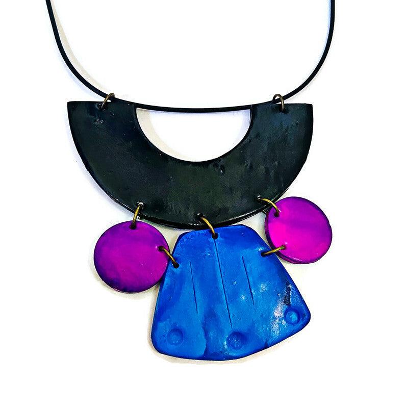 Blue & Purple Statement Earrings Post or Clip Ons - "Janet"