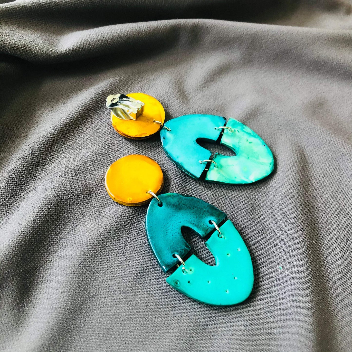 Long Artsy Clip On Earrings for Non-Pierced Ears, Handmade – "Zoe"