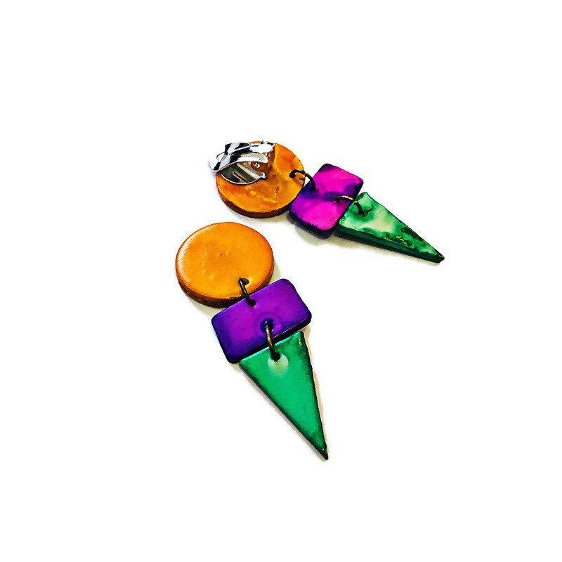 Bold Colorful Statement Earrings, Post or Clip On – "Jasmine"
