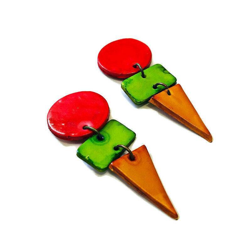 Bold Colorful Statement Earrings, Post or Clip On – "Jasmine"
