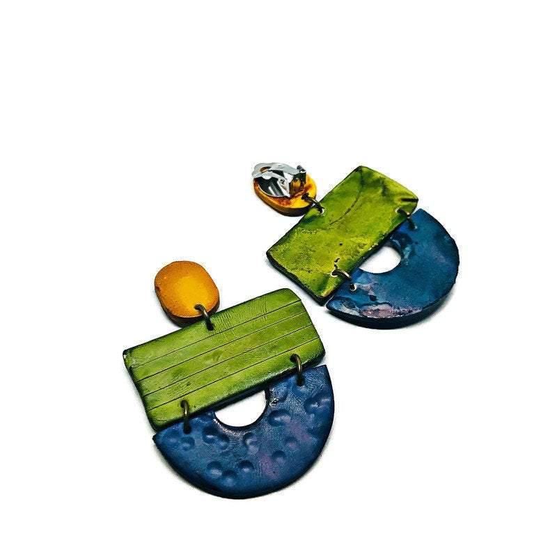 Bold Wide Statement Earrings- "Joan"