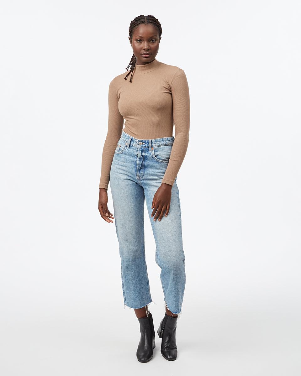 Rib Mock Neck Longsleeve